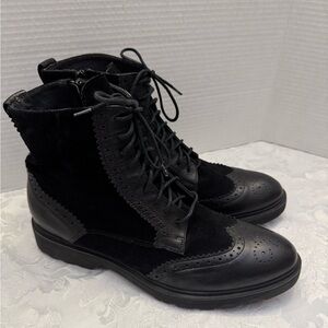 Piampiani 41 10-10.5 Chelsea Brogue Leather Combat Boots Italy Feminine Comfort